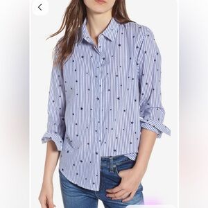 Rails Rocsi star detail stripe button down shirt large